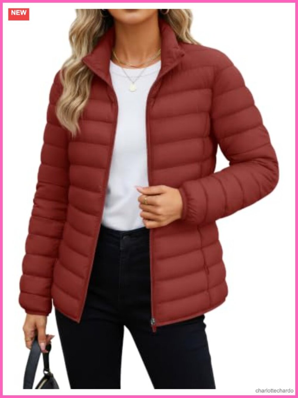 Lightweight Quilted Puffer Jacket Casual Zip Pockets Warm Winter Coat